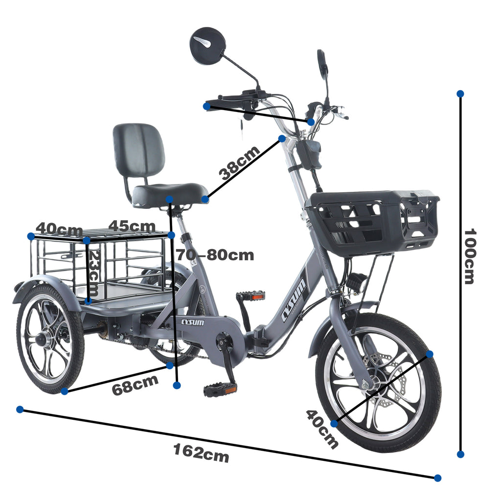 Foldable Electric Cargo Trike 1100Wh 31-Mile Range
