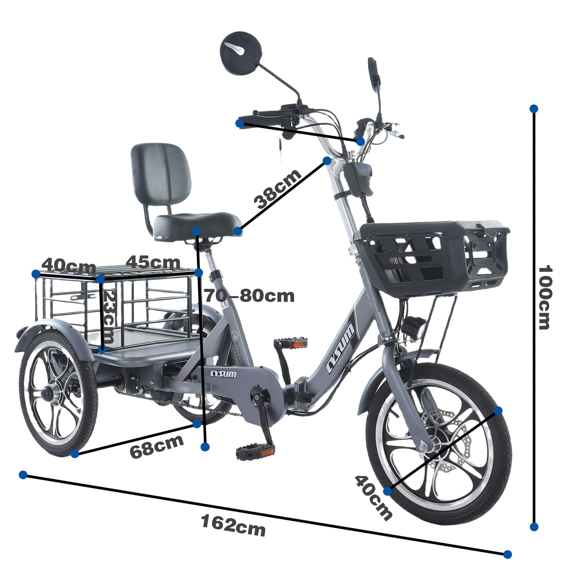 Foldable Electric Cargo Trike 1100Wh 31-Mile Range