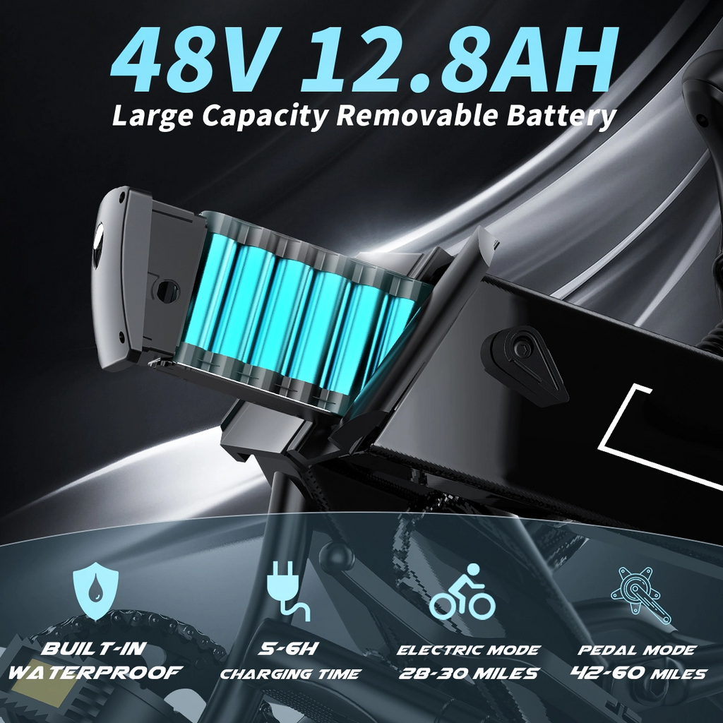 750W Fat Tire Electric Bike — Samsung 48V Battery, All-Terrain eBike